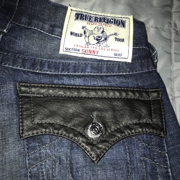 True Religion Skinny Leather Grey Jeans - Picture 4 of 8